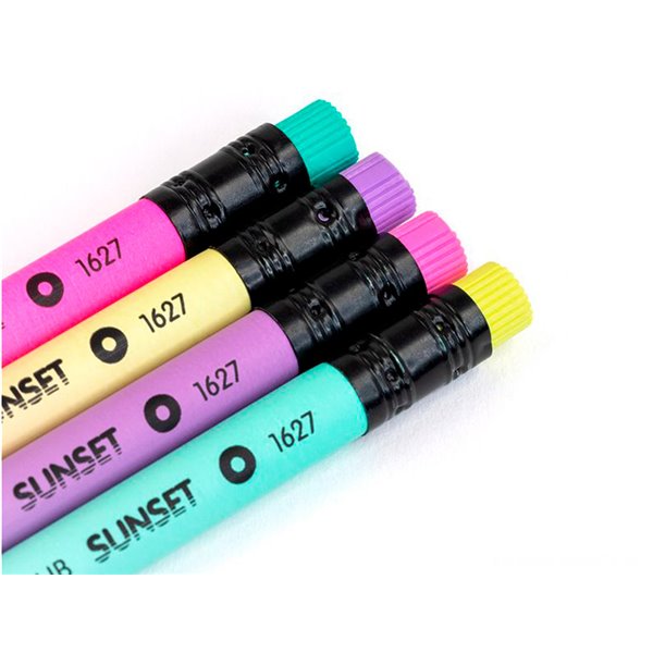 Lapices De Grafito Milan Sunset Hb Madera Negra De Tilo Con Goma De Borrar Colores Surtidos