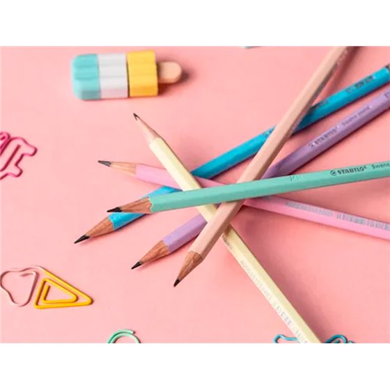 Lapices De Grafito Con Goma Stabilo Swano Mina 2,2 Mm Dureza Hb Rosa Pastel