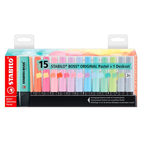 Rotulador Stabilo Boss Fluorescente 70 Pastel Deskset Estuche De 15 Unidades Colores Surtidos
