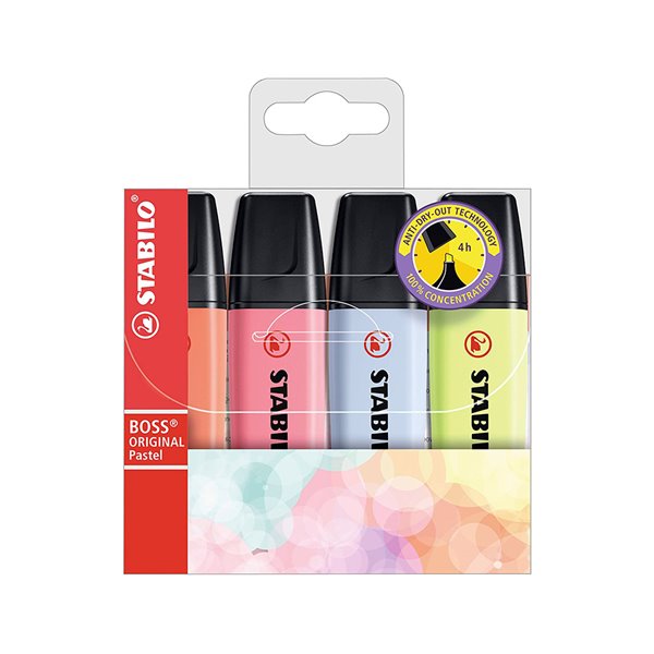 Rotulador Stabilo Boss Fluorescente 70 Pastel Estuche De 4 Unidades Colores Nuevos 2021 Surtidos