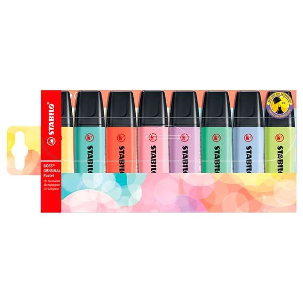 Rotulador Stabilo Boss Fluorescente 70 Pastel Estuche De 8 Unidades Colores Surtidos