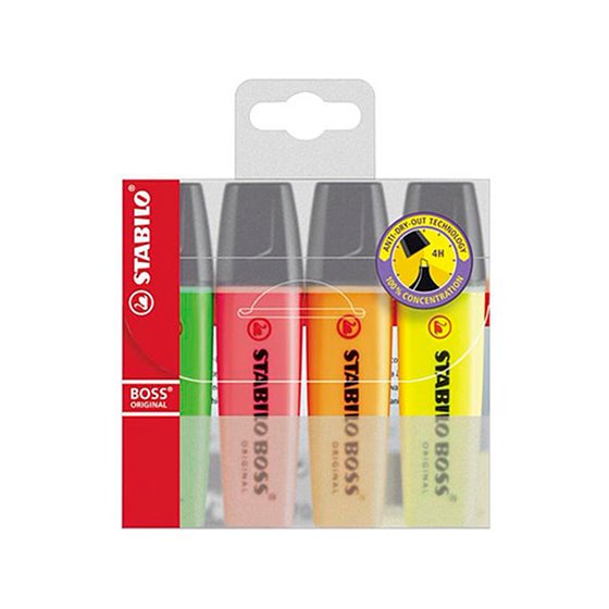 Rotulador Stabilo Boss Fluorescente 70 Estuche De 4 Unidades Colores Surtidos