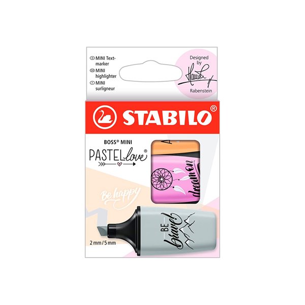 Rotulador Stabilo Boss Mini Pastel Love Estuche De 3 Unidades Fucsia Helado/Naranja Palido/Gris