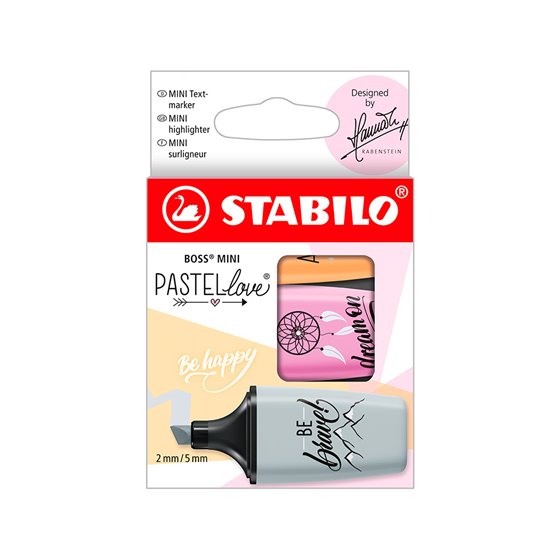 Rotulador Stabilo Boss Mini Pastel Love Estuche De 3 Unidades Fucsia Helado/Naranja Palido/Gris