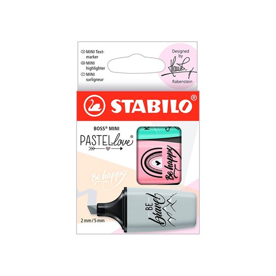 Rotulador Stabilo Boss Mini Pastel Love Estuche De 3 Unidades Pizca De Menta/Rubor Rosa/Toque De Turquesa