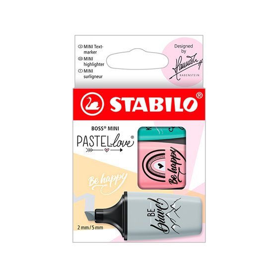 Rotulador Stabilo Boss Mini Pastel Love Estuche De 3 Unidades Pizca De Menta/Rubor Rosa/Toque De Turquesa
