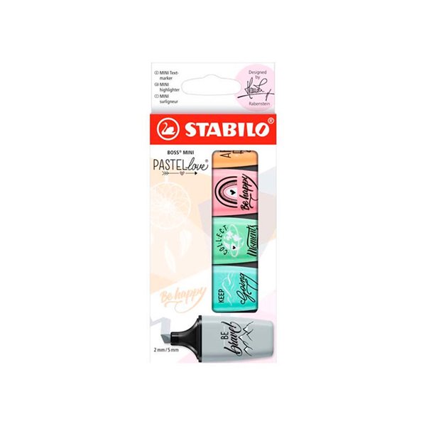 Rotulador Stabilo Boss Mini Pastel Love Estuche De 5 Unidades Colores Surtidos