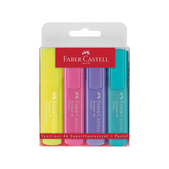 Rotulador Faber Fluorescente 1546 Color Pastel Estuche 4 Unidades Colores Surtidos
