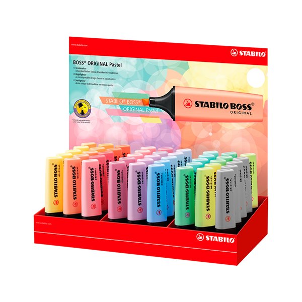 Rotulador Stabilo Boss Fluorescente 70 Pastel Expositor De 45 Unidades Colores Surtidos