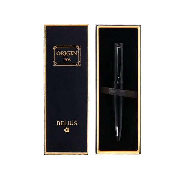 Boligrafo Belius Origen 1995 Aluminio Textura Cepillada Color Negro Tinta Azul Caja De Diseño