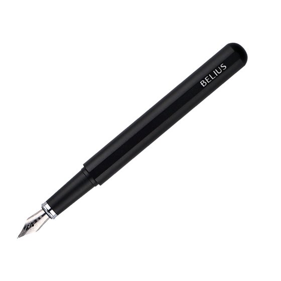 Pluma Y Funda De Similpiel Belius Space B Color Minimalista Negro Tinta Azul Caja De Diseño