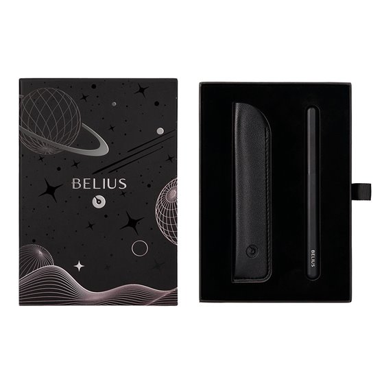 Pluma Y Funda De Similpiel Belius Space B Color Minimalista Negro Tinta Azul Caja De Diseño