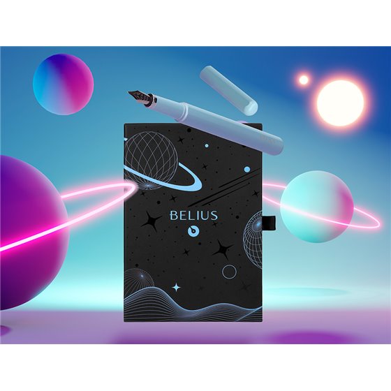 Pluma Y Funda De Similpiel Belius Space B Color Minimalista Azul Tinta Azul Caja De Diseño