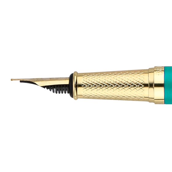 Pluma Belius Soiree Aluminio Color Art Deco Turquesa Y Dorado Tinta Azul Caja De Diseño