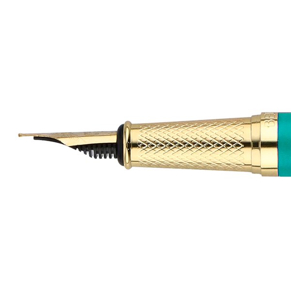 Pluma Belius Soiree Aluminio Color Art Deco Turquesa Y Dorado Tinta Azul Caja De Diseño