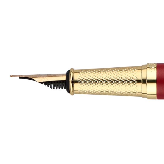 Pluma Y Estuche Belius Soiree Color Art Deco Granate Y Dorado Tinta Azul Caja De Diseño