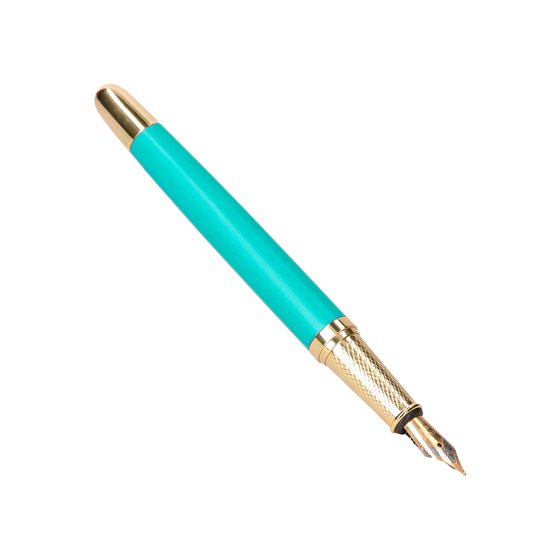 Pluma Y Estuche Belius Soiree Color Art Deco Turquesa Dorado Tinta Azul Caja De Diseño