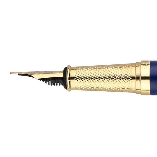 Pluma Y Estuche Belius Soiree Color Art Deco Azul Marino Y Dorado Tinta Azul Caja De Diseño