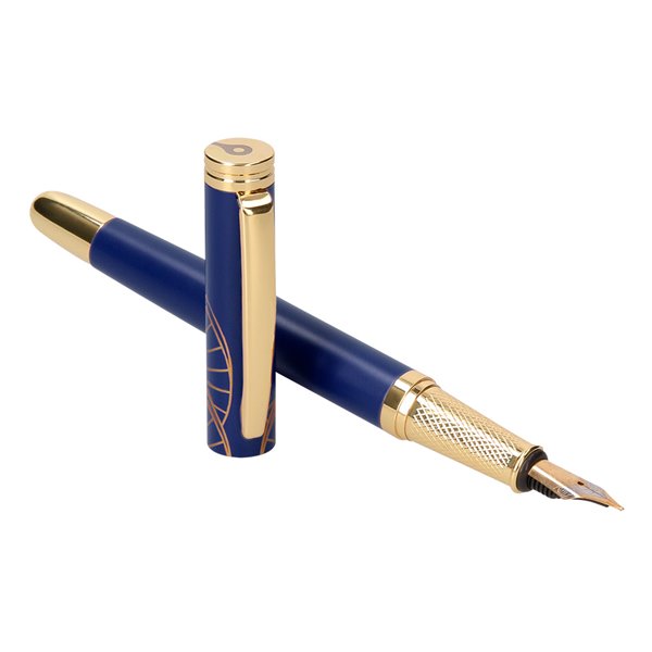 Pluma Y Estuche Belius Soiree Color Art Deco Azul Marino Y Dorado Tinta Azul Caja De Diseño