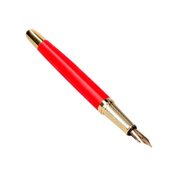 Pluma Belius Passion Dor Aluminio Textura Cepillada Color Rojo Y Dorado Tinta Azul Caja De Diseño