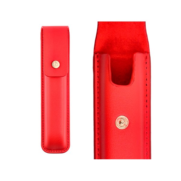 Pluma Y Estuche Cuero Belius Passion Dor Aluminio Textura Cepillada Color Rojo Y Dorado Tinta Azul Caja De Diseño