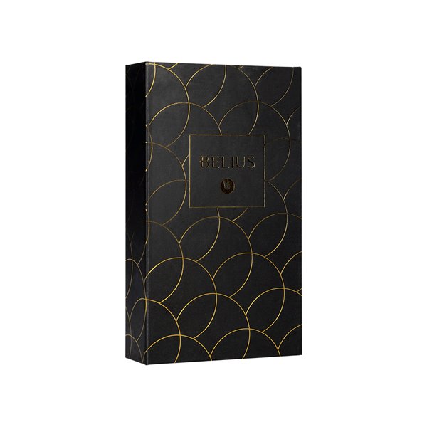 Pluma Y Estuche Cuero Belius Passion Dor Aluminio Textura Cepillada Color Negro Y Dorado Tinta Azul Caja Diseño