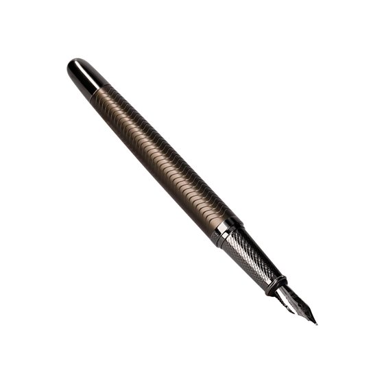 Pluma Belius Neptuno Aluminio Textura Wavy Color Caqui Tinta Azul Caja De Diseño