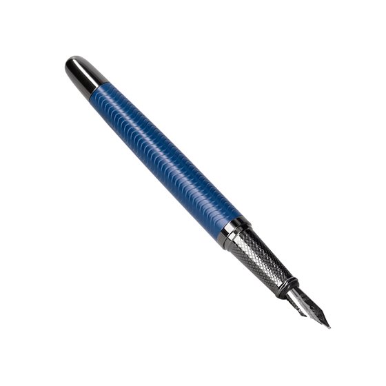 Pluma Belius Neptuno Aluminio Textura Wavy Color Azul Marino Tinta Azul Caja De Diseño