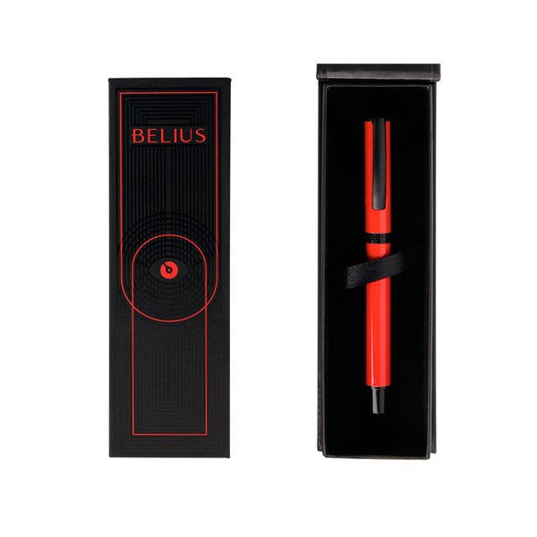 Roller Belius Turbo Aluminio Color Rojo Y Negro Tinta Azul Caja De Diseño