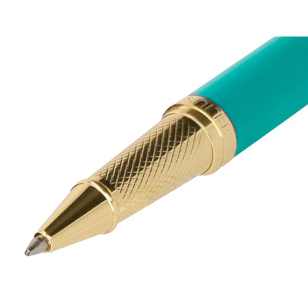 Boligrafo Y Estuche Belius Soiree Color Art Deco Turquesa Y Dorado Tinta Azul Caja De Diseño