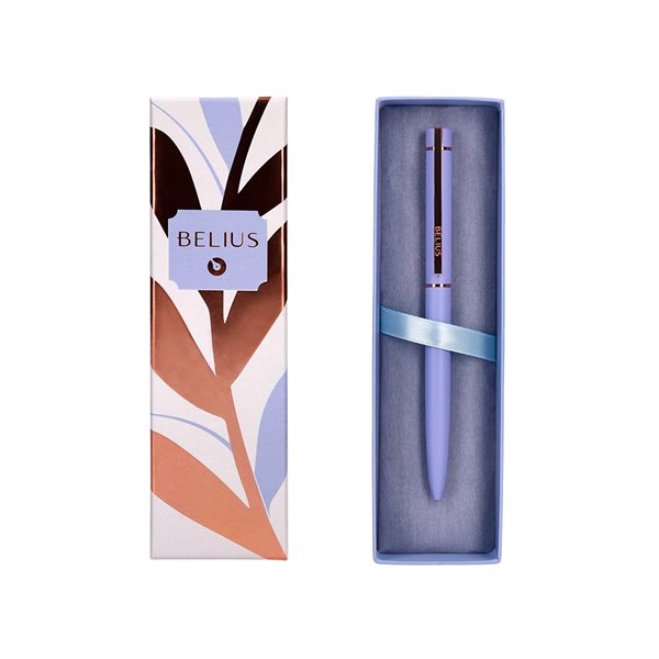 Boligrafo Belius Rose Aluminio Color Lavanda/Oro Rosa Tinta Azul Caja De Diseño