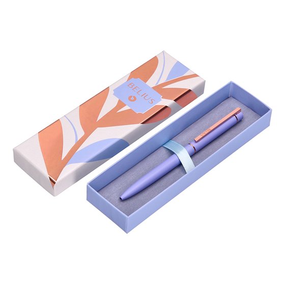 Boligrafo Belius Rose Aluminio Color Lavanda/Oro Rosa Tinta Azul Caja De Diseño