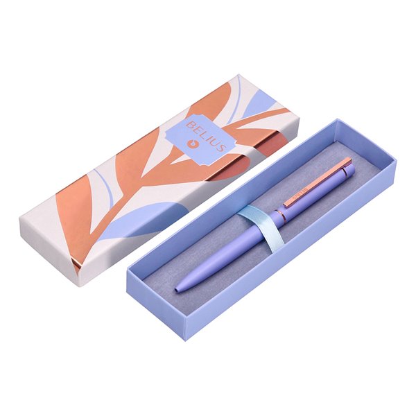 Boligrafo Belius Rose Aluminio Color Lavanda/Oro Rosa Tinta Azul Caja De Diseño