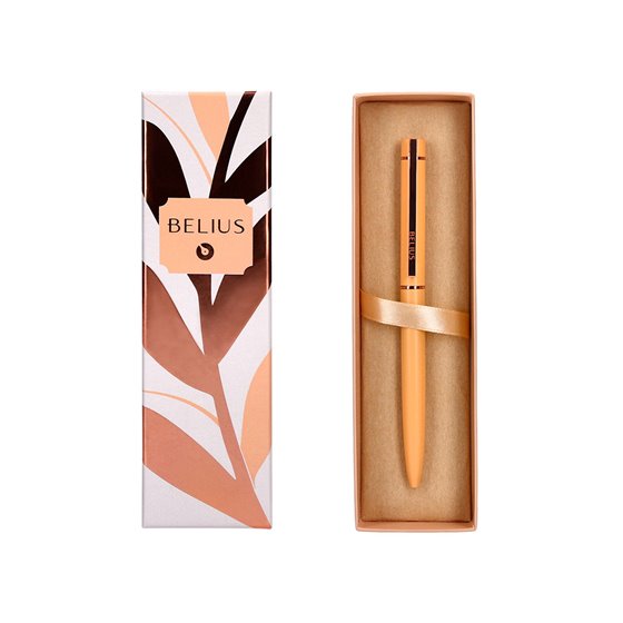 Boligrafo Belius Rose Aluminio Color Naranja/Oro Rosa Tinta Azul Caja De Diseño