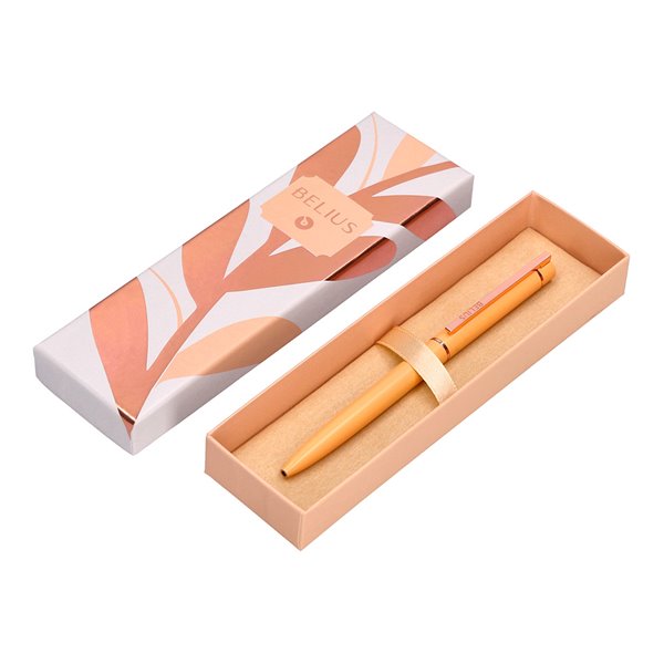 Boligrafo Belius Rose Aluminio Color Naranja/Oro Rosa Tinta Azul Caja De Diseño