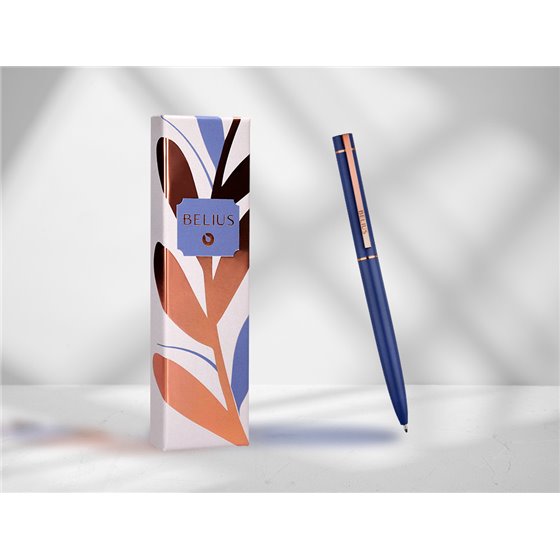 Boligrafo Belius Rose Aluminio Color Azul Electrico/Oro Rosa Tinta Azul Caja De Diseño