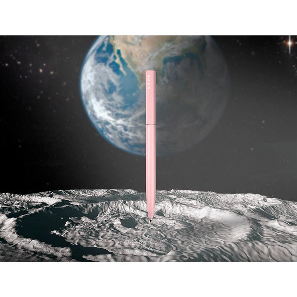 Boligrafo Belius Rocket B Aluminio Color Minimalista Rosa Tinta Azul Caja Cilindrica