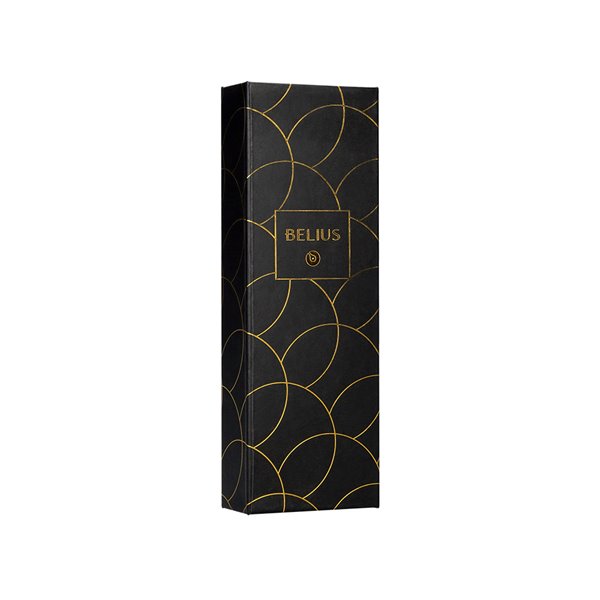 Boligrafo Belius Passion Dor Aluminio Textura Cepillada Color Negro Y Dorado Tinta Azul Caja De Diseño