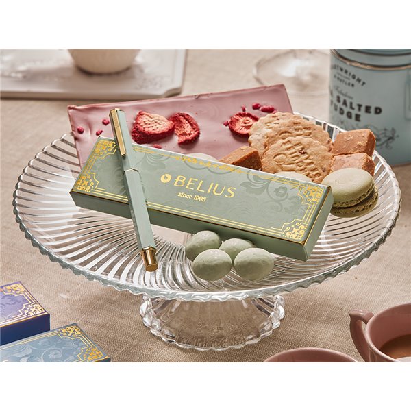 Boligrafo Belius Macaron Bliss Forma Hexagonal Color Verde Dorado Tinta Azul Caja De Diseño