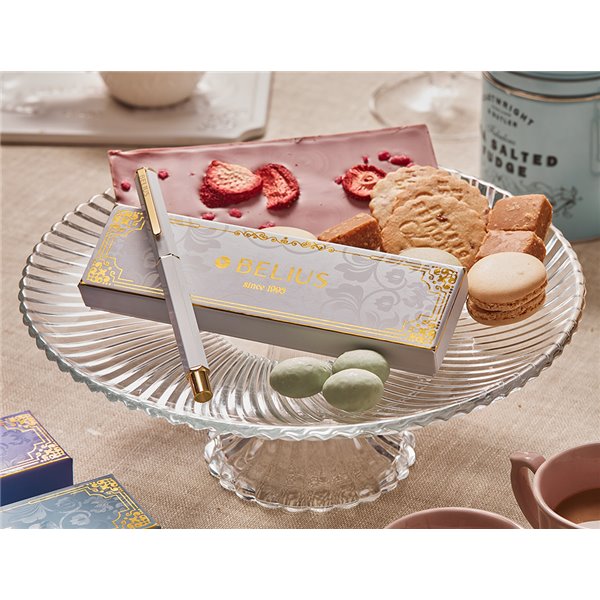 Boligrafo Belius Macaron Bliss Forma Hexagonal Color Blanco Y Dorado Tinta Azul Caja De Diseño