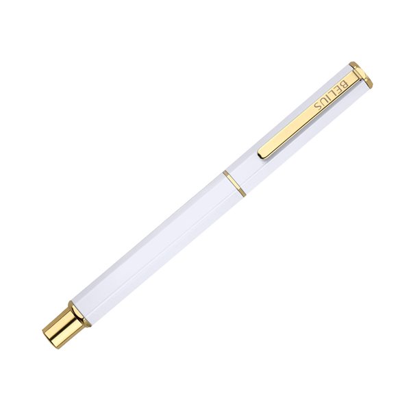 Boligrafo Belius Macaron Bliss Forma Hexagonal Color Blanco Y Dorado Tinta Azul Caja De Diseño