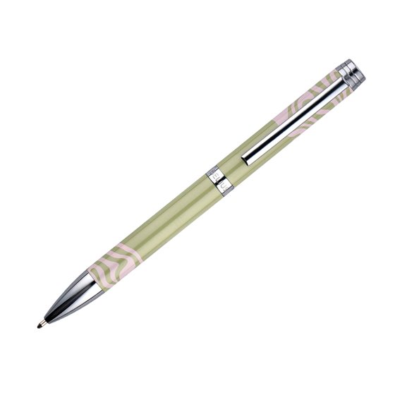 Boligrafo Belius Ink Dreams Aluminio Color Verde Matcha Y Rosa Plateado Frase Interior Tinta Azul Caja De Diseño