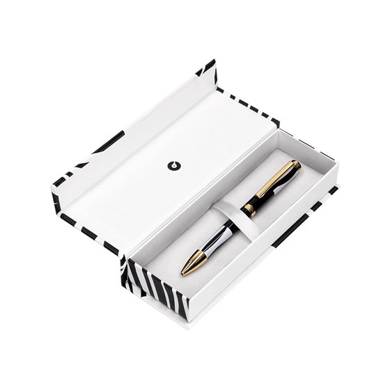 Boligrafo Belius Dualita Cuerpo Negro Color Blanco Tinta Azul Caja De Diseño