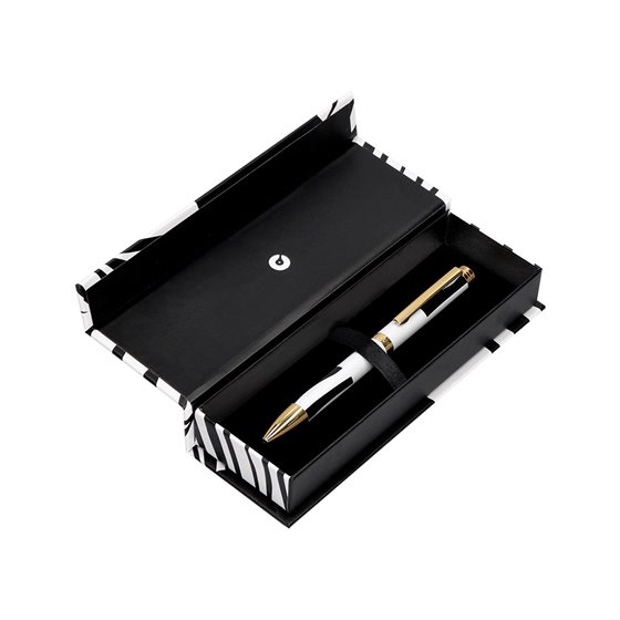 Boligrafo Belius Dualita Cuerpo Blanco Color Negro Tinta Azul Caja De Diseño