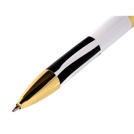 Boligrafo Belius Dualita Cuerpo Blanco Color Negro Tinta Azul Caja De Diseño