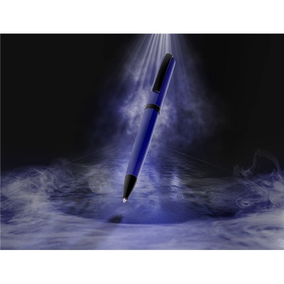 Boligrafo Belius Turbo Aluminio Color Azul Y Negro Tinta Azul Caja De Diseño