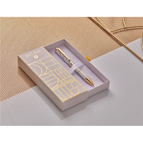 Boligrafo Belius Carte Blanche Color Y Blanco Dorado Tinta Azul Caja De Diseño