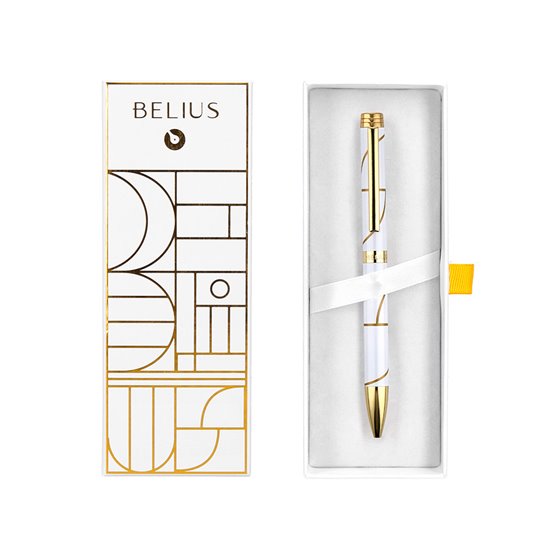 Boligrafo Belius Carte Blanche Color Y Blanco Dorado Tinta Azul Caja De Diseño