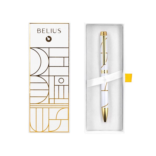 Boligrafo Belius Carte Blanche Color Y Blanco Dorado Tinta Azul Caja De Diseño