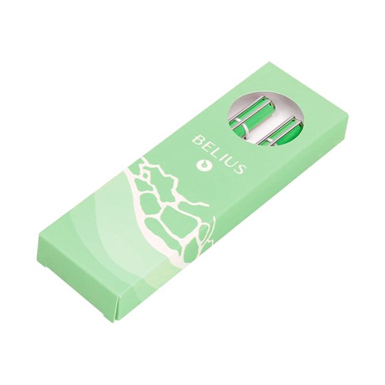 Juego Boligrafo Y Roller Belius Endless Summer Aluminio Color Verde Y Plateado Tinta Azul Caja De Diseño